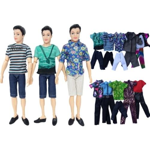 5 Sets Fashion Casual Wear Doll Toy Clothes Jacket Pants Outfit Accessories Men Boy Ken for Barbie Dolls Kids Birthday Kids Gift