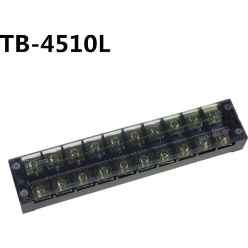 5Pcs TB-4510 600V 45A 10-Position Double Row Covered Screw Terminal Strip