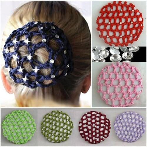 1Pc Hair Accessories Headwear Mesh Women Hair Bun Cover Snood Pearl Ballet Dance Skating Net Skating Crochet for Woman