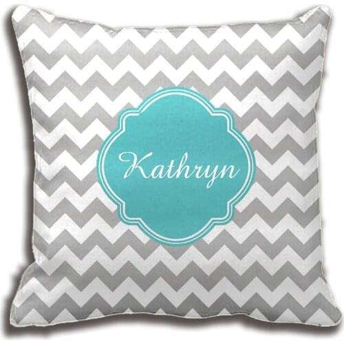 Turquoise Monogram Grey Striped Pattern Pillow Decorative Cushion Cover Pillow Case Customize Gift By Lvsure For Car Sofa Seat
