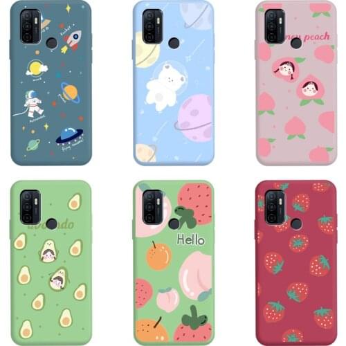 Case For OPPO A53 2020 Frosted Silicone Casing Cute Anime Candy Phone Case Macaron Color Couples Soft Silicone Cover