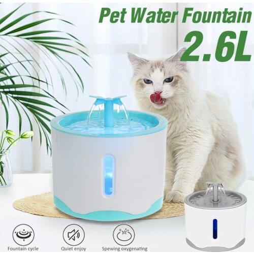 2.6L Automatic Cat Water Fountain LED Electric Mute Water Feeder USB Dog Pet Drinker Bowl Pet Drinking Dispenser For Cat Dog