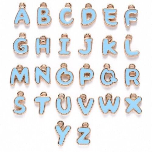 26pcs Alloy Enamel Letter A~Z Charms Alphabet Pendant for Necklace Bracelet Jewelry Accessories 11~13* 6.5~11.5mm Hole 1.5mm