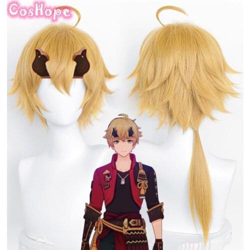 Genshin Impact Tohma Cosplay 56cm Hair Light Brown Wig Cosplay Anime Cosplay Wigs Heat Resistant Synthetic Wigs Hair
