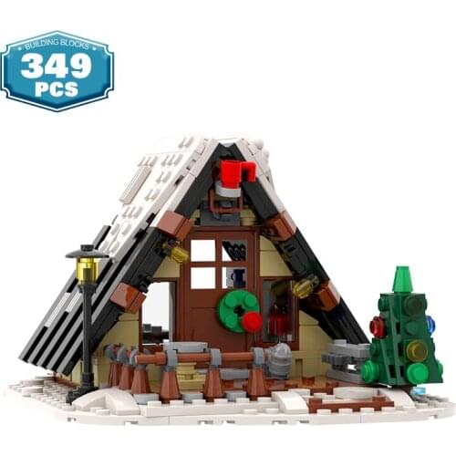 MOC City Winter Snow House Wooden House Building Block Set Street View Constructor Snow Brick Toys for Children Xmas Gifts
