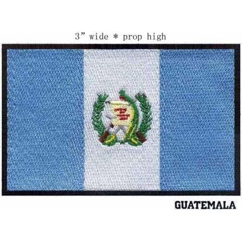 Guatemala 3" wide embroidery flag patch for candy colors/full embroidery/leaves