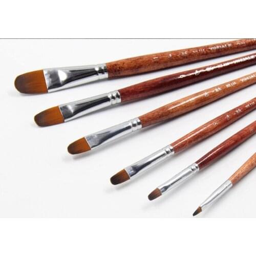6pcs/Set,High Quality nylon hair brush oil painting brush duck tongue acrylic brush UV paint wood rod Gouache Painting Pen