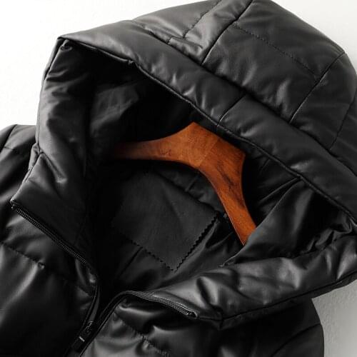 Womens Genuine Jacket Hooded Winter White Duck Down Sheepskin Coat Real Leather Jackets SS2035 KJ3563