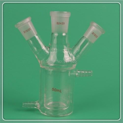 50ml Lab Jacketed Glass Reaction Flask,Jacketed Glass reactor vessel