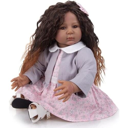 Black Girl Dolls African American Play Soft Reborn Baby Realistic Dolls Lifelike 22 inch bebe reborn Play Dolls Kids Toy Gift