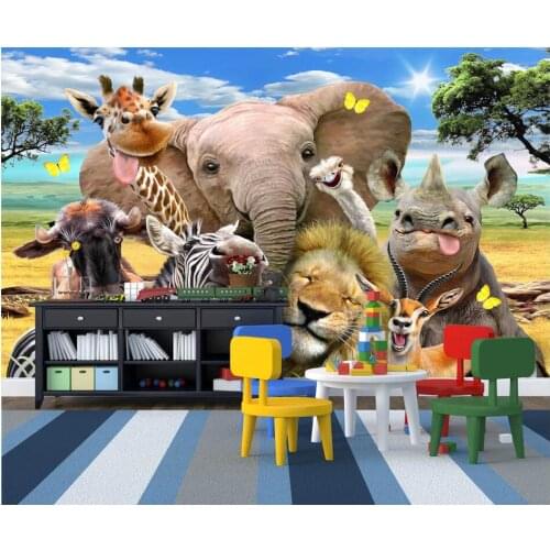 Custom mural photo 3d wallpaper A group of animals in the grassland painting 3d wall murals wallpaper for living room wall 3 d