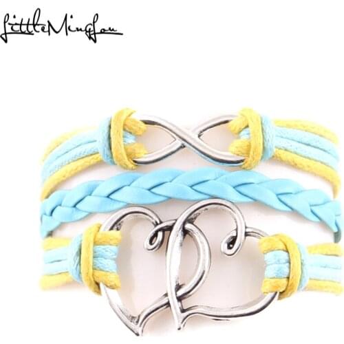 Little MingLou wax leather braid infinity heart charm handmade wrap men bracelets & bangles for women jewelry