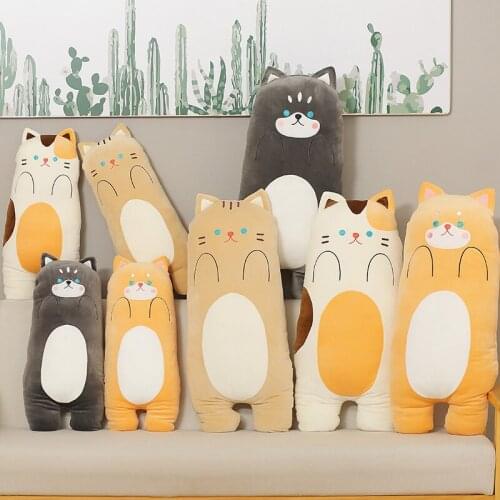 50/70CM Soft Animal Plush Pillow Spotted Cat Husky Chai Dog Cat Long Pillow Sofa Cushion Sleeping Pillow Children Birthday Gift