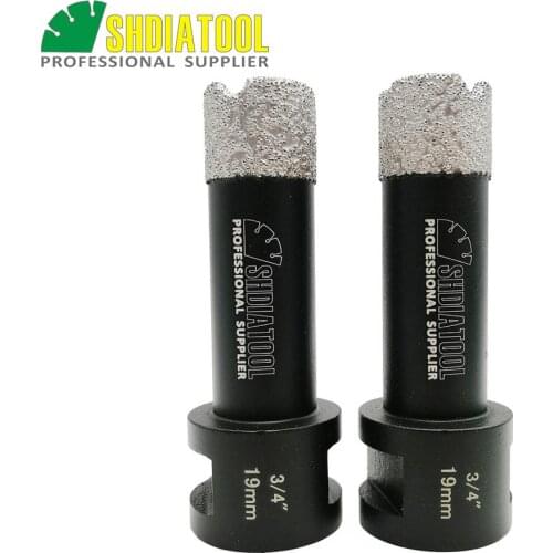 SHDIATOOL 2pcs 5/8-11 Thread Dia 3/4"(19mm) Vacuum Brazed Diamond Drilling Core Bits Drill Bits Tile Granite Marble Hole saw