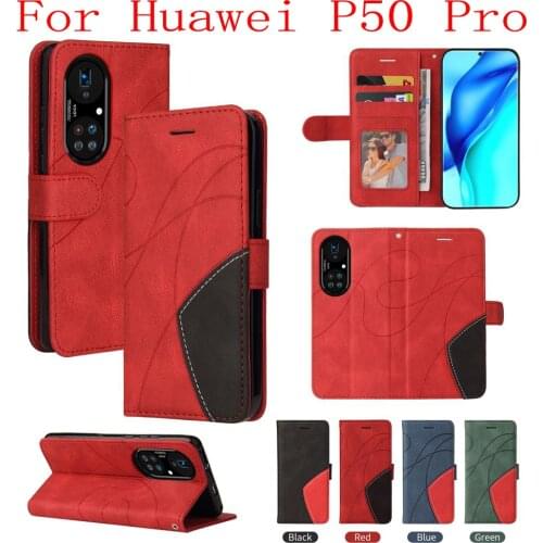Sunjolly Case for Huawei P50 Pro Wallet Stand Flip PU Leather Phone Case Cover coque capa Huawei P50 Pro Case Cover
