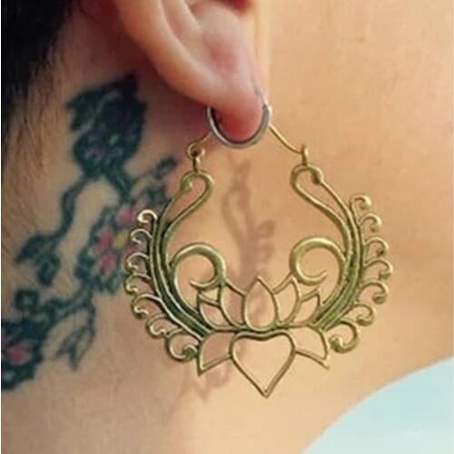 Tocona Bohemia Gold Vintage Dangle Earrings Indian Jewelry Accessories Mandala Lotus Women Fashion Earrings 2019 brincos 8845