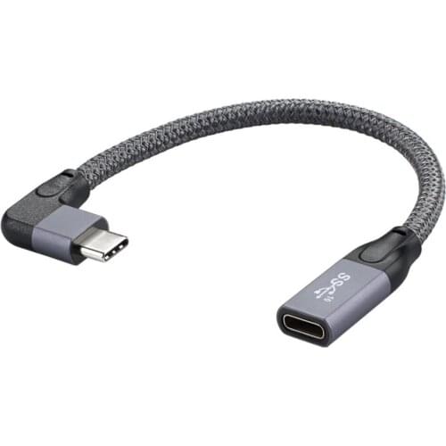 90 Degree angle USB3.1 USB-C extension cable Type-c male to female extender with braide cable hith speed 10Gbps