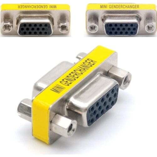 Universal Computer Accessories 15 Pin HD15 D-Sub DB15 VGA Female To Female Gender Changer Converter Adapter