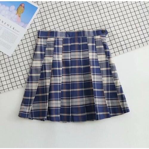 Women Stylish Pleated Mini Skirt Fashion High Waist Plaid Print School Uniform A-Line Outwear Trendy Casual Preppy Style Sweet