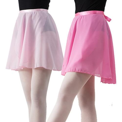 2 Styles Pink Black Blue Purple Chiffon Half Dress Ballet Dance Skirt Training Suit For Woman Children