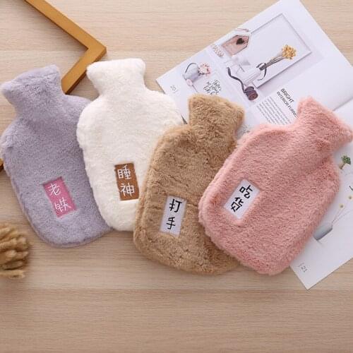 Winter Filled Hot Water Bottle Cute Cartoon Water Injection Hot Water Bottle Portable Cloth Cover Warm Hot Water Bottle