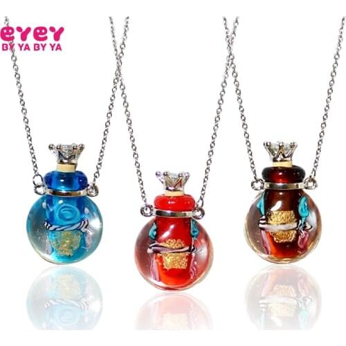 1PC Murano Glass Perfume Necklace Essential oil Round Flower bottle pendants perfumes and fragrances for women