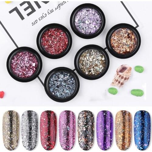 12 colors Aluminum Irregular Holographic Glitter Powder Nail Colorful Flakes Manicure Nail Sequins Mirror Paillette Tips D0031
