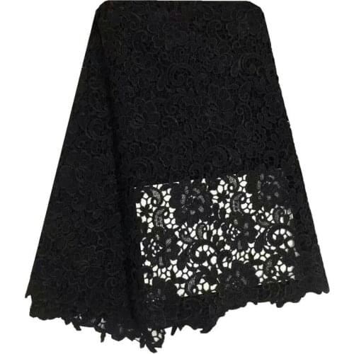 2016 Latest African Nigerian Wedding Dress Lace Fabric Black Water Soluble Chemical Cord Lace/Guipure Lace Fabric 5 Yards