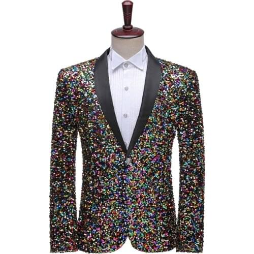 2021 Mens Three-Dimensional Sequins Color-Changing Flash blazer Stage Performance Host Singer blazer