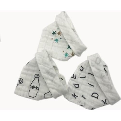 3PCS/Lot Bandana Bib Set 100% Muslin Cotton Teething Bib Soft Absorbent Mix 3 Colors for girls and boys