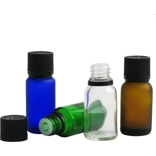 360pcsWholesale 15ml Frost Amber Blue Clear Green Glass Bottle With Plastic Cap Essential Oil Liquid Aromatherapy Pipette Vials
