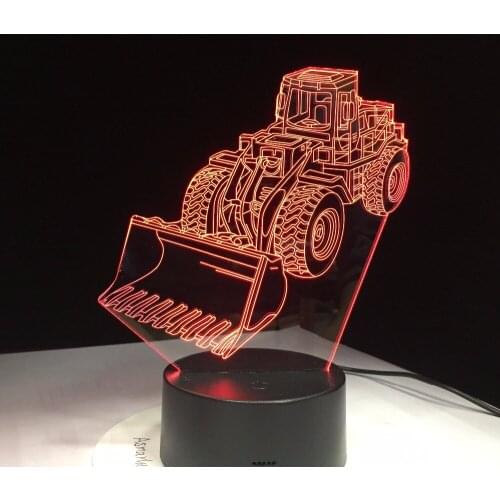 Excavator Bulldozer Machine lamp 3D LED Night Light 7 Color Change Atmosphere Touch Lamp Vision Acrylic Lamp USA Drop Ship Gifts