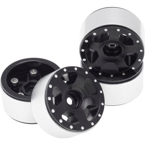 4Pcs Alloy Metal Beadlock Wheel Rims Replacement for 1/24 Axial SCX24 90081 AXI00001/2 RC Crawler Upgrade Parts