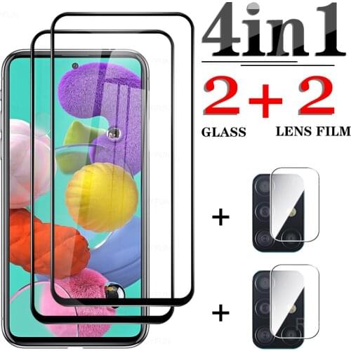 4in1 Camera Lens Tempered Glass for Samsung A51 A71 A31 A41 A42 A50 A70 Phone Glass A11 A10 A30 A40 A01 A21 S Screen Protector