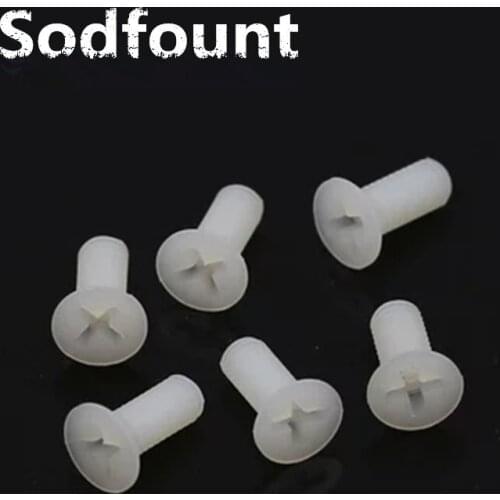 50pcs M4 M5 white cross flat plastic screw Nylon insulated screw countersunk head cross bolt screw