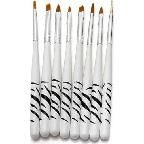 8pcs/set Nail Art Brush Set UV Gel Polish Painting Drawing Pen Acrylic Builder Flat Brushes Manicure DIY Design Tools
