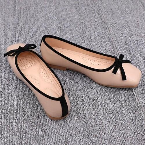 Women Flats Ballet Shoes with Bow Square Toe Slip on Moccasins Ballerina Shoes Womens Soft Fordable Ladies Shoes Size 35-41
