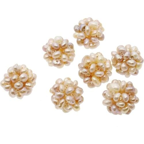 Cultured Ball Cluster Pearl Beads Freshwater Pearl Flower natural pink or white 16-18mmmm Sold By PC