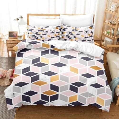 Geometry Cube 3d Bedding Set Modern Duvet Cover Sets Comforter Bed Linen Twin Queen King Single Size Room Decor Kids Adult Gift
