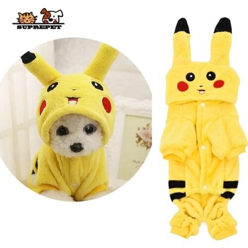 SUPREPET Cartoon Cat Costume Pet Cosplay Clothes With Button Winter Fleece Cat Coat Home Pajamas Hoodie Dog Coat Cute for pet