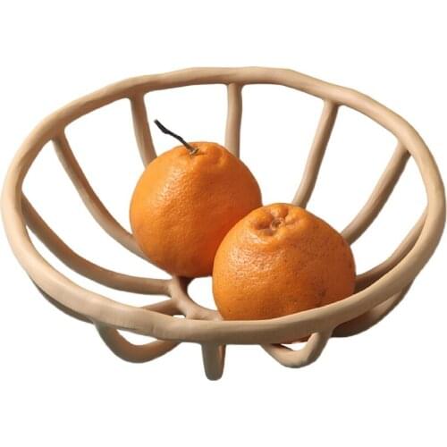 Nordic Creative Resin Morandi Hollow Fruit Tray Home Living Room Porch Desktop Fruit Plate Snack Candy Bowl Furnishings Crafts