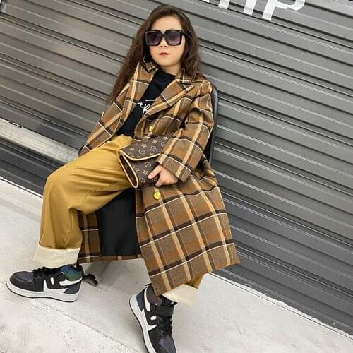 Boys and girls jackets spring and autumn clothing 2021 new western style mid-length windbreaker tide
