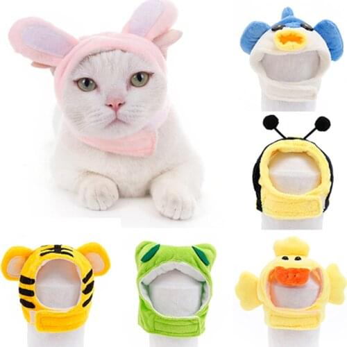 Cute Pet Hats Cat Headwear Cartoon Bunny Ears Adjustable Winter Warm Cap for Cats Small Dogs Party Costume Headwears Accessories