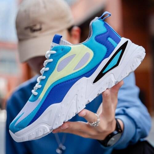 2021 Summer Fashion Mens Sports Shoes Low-top Front Lace-up Mesh Shoes Round Toe Casual Old Shoes Men Sneakers Mens Shoes