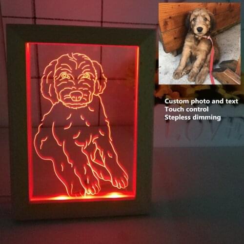 2020 Personalized Photo Wood Frame Night Light USB Power Custom Text &Photo DIY Desk Lamp Kid’s Festival Gift