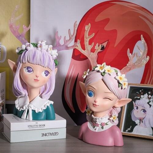 Nordic Creative Resin Deer Girl Body Art Decoration Wedding Gift Living Room Bedroom Home Decorat Ornaments