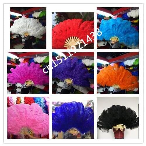 NEW 12pcs Dance natural Ostrich Feathers Fan for Belly Dance Halloween Party Ornament Necessary 13 Bones Fan stage performance