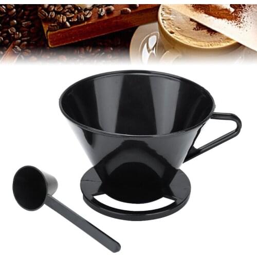 New 125mm Plastic Coffee Filter Maker Coffee Cup Pour Mesh Coffee Tea Strainer Cone Dripper Tool+ Measuring Spoon Reusable