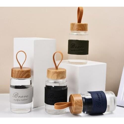 300ml high borosilicate glass with string outdoor portable water cup for men and women lovely accompanying cup