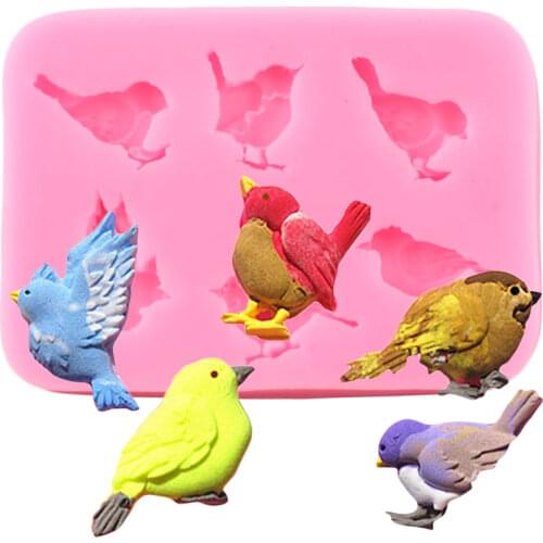Birds Silicone Molds DIY Party Chocolate Cupcake Topper Fondant Cake Decorating Tools Candy Polymer Clay Mold Soap Resin Moulds